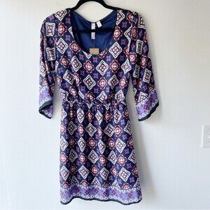 alya francesca's navy print boho mini dress